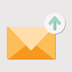 Poster - A flat design illustration of an envelope with an upward arrow indicating send message on a light gray background