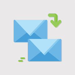 Poster - Email reply communication concept with flat vector icon illustration and green arrow