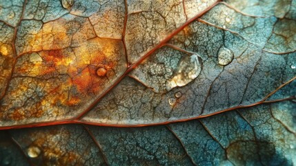 Poster - A Detailed Closeup Of A Leaves Intricate Veins And Texture
