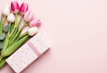 Sticker - pink tulips with box