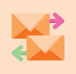 Poster - Email Exchange Icon with Arrows Showing Sending and Receiving Mail Communication Concept