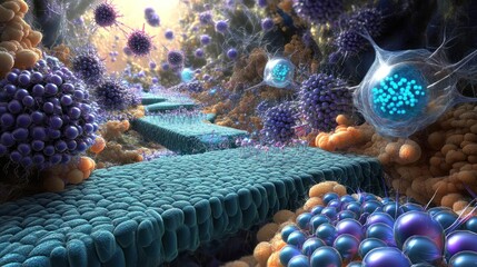 Aufkleber - Microscopic Cellular Structures And Immune Response