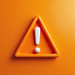 Wall Mural - An orange triangular warning sign with a white exclamation mark.  Simple, bold, and eye-catching design. Perfect for attention-grabbing alerts and notifications.