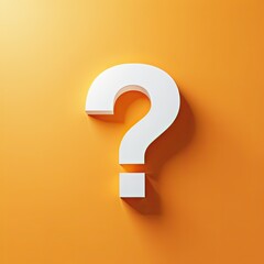 Poster - White question mark on orange background.  Simple, clean design.  Perfect for concepts of inquiry, uncertainty, or FAQs.