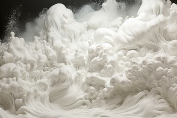 Poster - abstract white foam erupting and forming beautiful shapes on a dark background