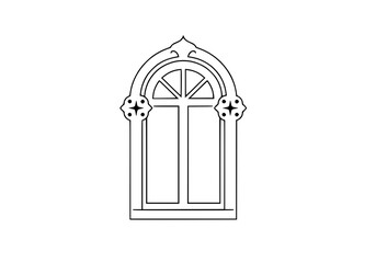 Poster - Window architectural design illustration with detailed patterns and elegant style