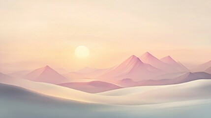 Wall Mural - Pastel Mountainscape Sunset Over Sandy Dunes