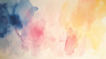 Sticker - Abstract Watercolor Painting in Soft Hues of Blue Pink and Yellow