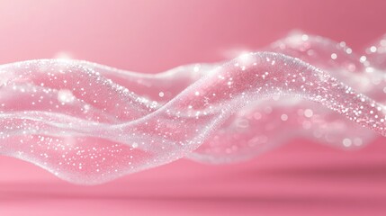 Poster - An abstract design of waves and dots on a pink background, symbolizing wireless communication.