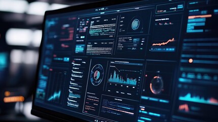 Poster - A computer screen displaying a digital dashboard with revenue statistics and growth indicators.