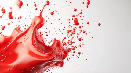 Aufkleber - Red liquid splashing and making droplets on white background