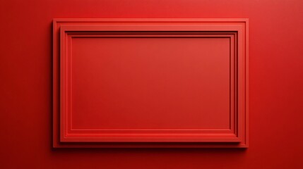 Poster - Red frame hanging on a red wall creating a modern design