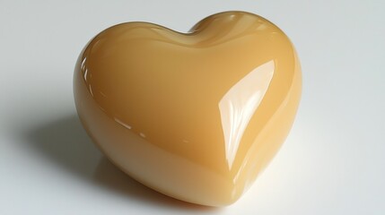 Poster - Heart-Shaped Amber Object with Glossy Surface on White Background