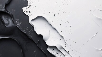 Aufkleber - Black and white paint mixing, creating abstract wavy shapes