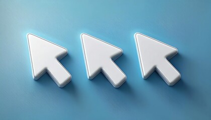 Poster - Three white cursor arrows are aligned against a light blue background, symbolizing navigation and digital interaction.