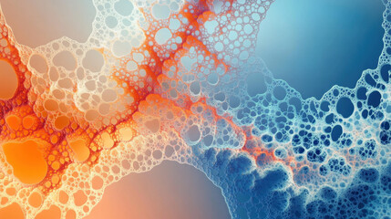 Wall Mural - Abstract 3D Fractal Background in Orange and Blue