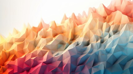 Fototapete - Abstract Low Poly Landscape Colorful Geometric Mountain Range Digital Art