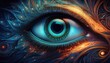 © MP_Artworks - Vibrant digital portrait highlighting a futuristic eye with bold glowing abstract lines, blending technology and art in a striking, visually dynamic composition.