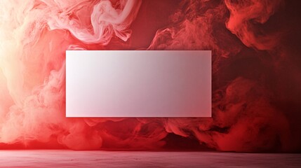 Poster - White frame with copy space floating in red smoke