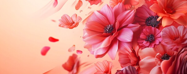 Poster - Pink flowers falling creating a cascade of beauty and petals