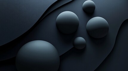 Aufkleber - Dark gray spheres resting on a wavy surface