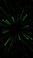Wall Mural - vertical green streak laser light flight 4k loop features bright green streaks of lights emanating f