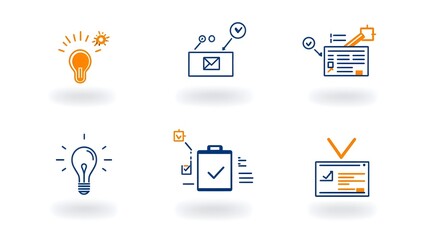 Poster - Collection of 6 linear icons designed to represent various elements of digital form filling data entry and online processes  These clean modern icons can be used to depict efficient workflow