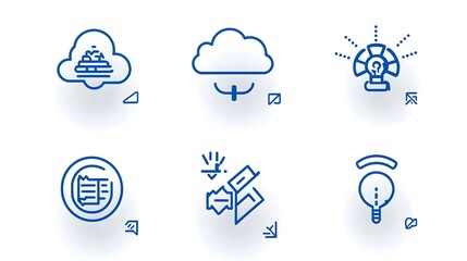 Poster - A collection of linear icons representing an efficient cloud computing network with synchronized data flow