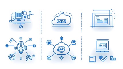 Fototapete - Efficient Cloud Computing Network with Synchronized Data Flow Enabling Seamless Information Processing and Scalable Storage Solutions
