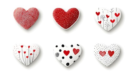 Leinwandbilder - Vibrant Collection of Various Sized Red Heart Shaped Stickers Featuring an Assortment of Unique Textures Patterns and Designs Perfect for Creative Projects Branding and Valentine s Day Decor