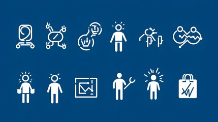 Leinwandbilder - This image showcases a set of 6 clean  thin line art icons representing human figures  teams  groups  and community symbols  These contemporary and minimal are designed for use in business