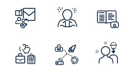 Leinwandbilder - Collection of 6 minimal thin line icons featuring participants groups and organization members with simple outlines and modern design  Perfect for community social and workforce themed concepts and
