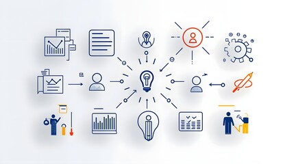Leinwandbilder - Streamlined Icons for Organizational Leadership and Corporate Branding Solutions A Clean Geometric Design Set Showcasing Modern Concepts for Efficient Business Management and Strategic Growth