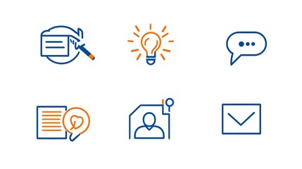 Poster - Collection of 6 simple and minimalist linear business marketing icons representing the concepts of agreement sponsorship and social media  These graphic design elements can be used for infographics