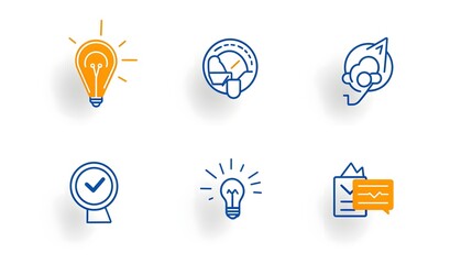 Poster - Collection of 6 simple and minimalist business marketing icons representing the concepts of agreement sponsorship and social media  These graphic design elements can be used for infographics