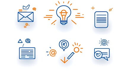 Poster - Collection of 6 Simple and Minimalist Business Marketing Icons Representing the Concepts of Agreement Sponsorship and Social Media Usage for Infographics Presentations and Graphic Design Elements