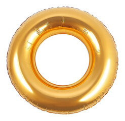 Golden inflatable ring on transparent background, fun and leisure concept