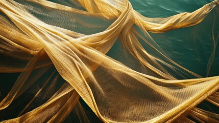 Golden Fishing Net in the Sea