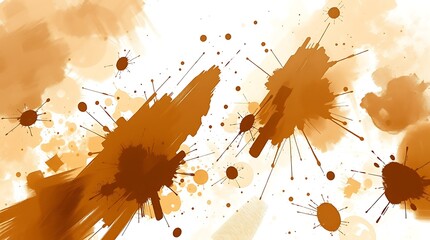 Abstract brown watercolor splatters on white. (2)