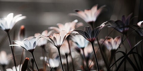 Poster - A close up of a field of flowers with a blurry background