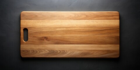 A Rustic Wooden Cutting Board with a Handle, Ideal for Culinary Preparations