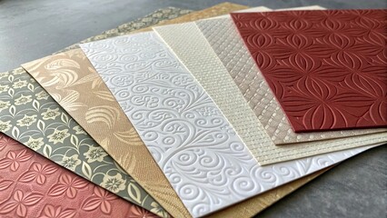 Poster - A stack of paper with different designs and colors