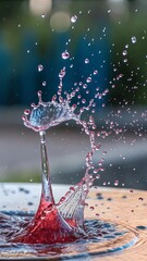 Poster - a splash of red liquid is falling from the sky