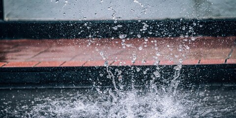 Poster - A puddle of water is splashing on the ground