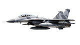 High speed military jet fighter plane isolated on a transparent background