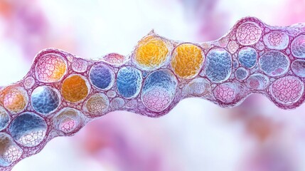 Poster - Intricate Cellular Network: A Microscopic Exploration of Multicolored Cells