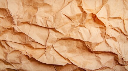 Poster - Antique crumpled brown paper texture displays warm tones and detailed creases ideal for design, craft projects, and backgrounds