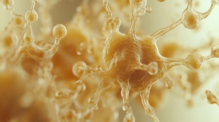 Poster - Intricate Golden Cellular Structures: A Microscopic View of Interconnected Cells