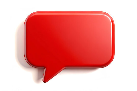 Red speech bubble isolated on white background, Blank Message Icon, speech bubble Chat Symbol, Text Box, Minimal Conversation sign