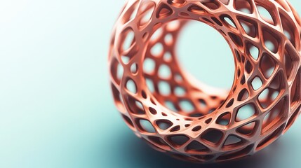 Poster - Intricate Rose Gold Lattice Sphere Abstract 3D Render